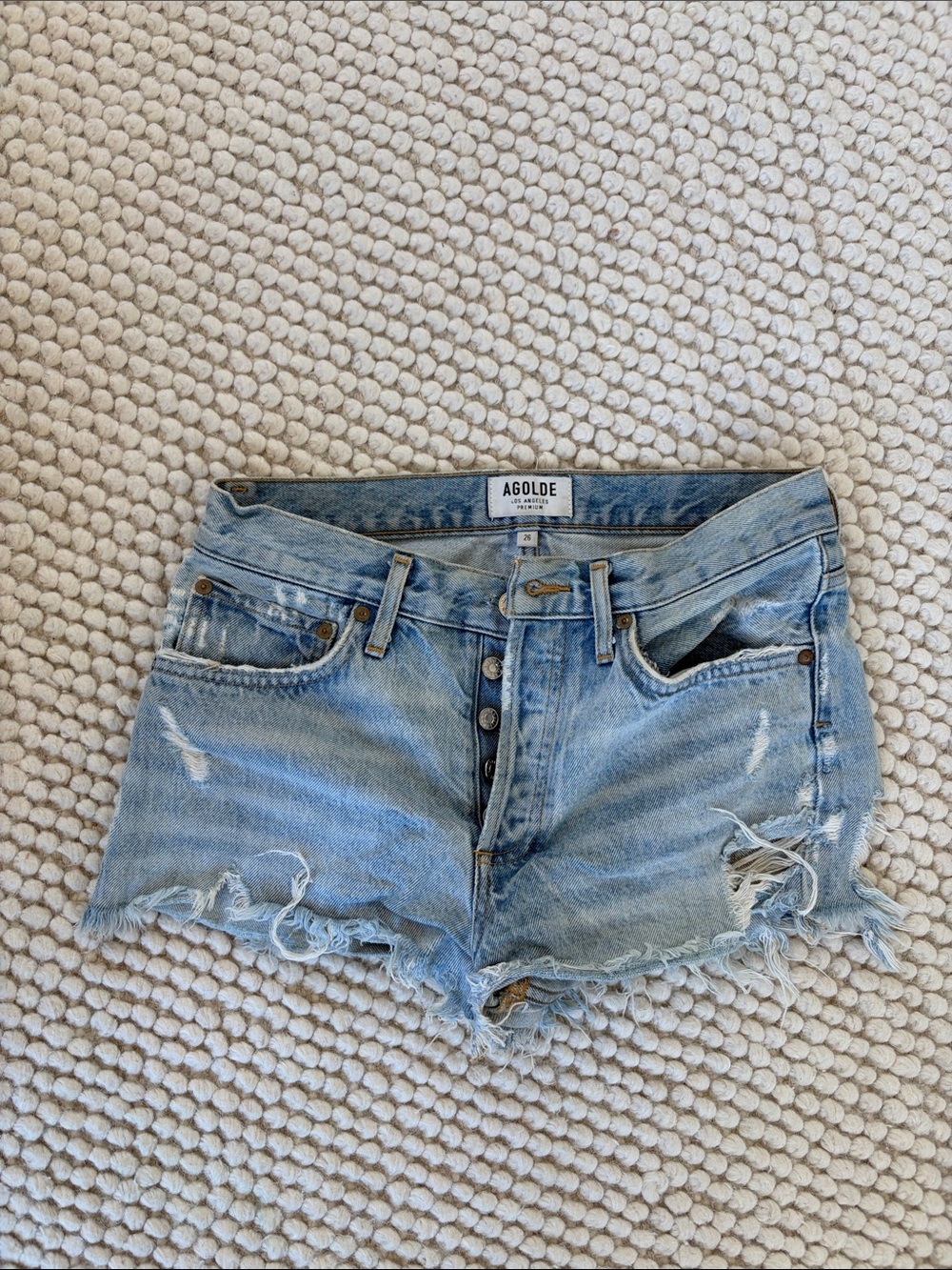 Agolde mid rise denim shorts